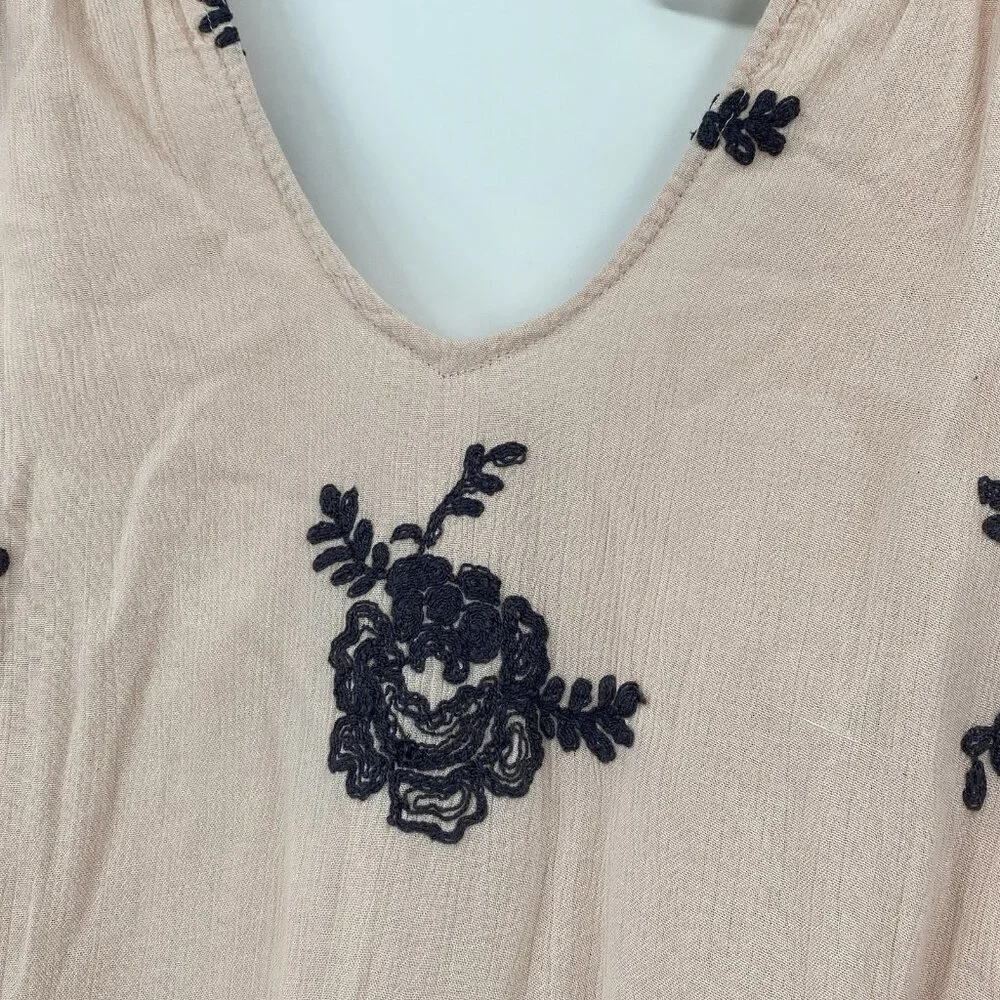 FREE PEOPLE Size Small Pink Emma Floral Embroidered Boho Mini Swing Dress NWT